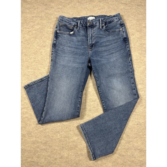 Good American Denim - Good American Women's Blue Denim Jeans Size 10/30 High Waist Medium Wash Stretch